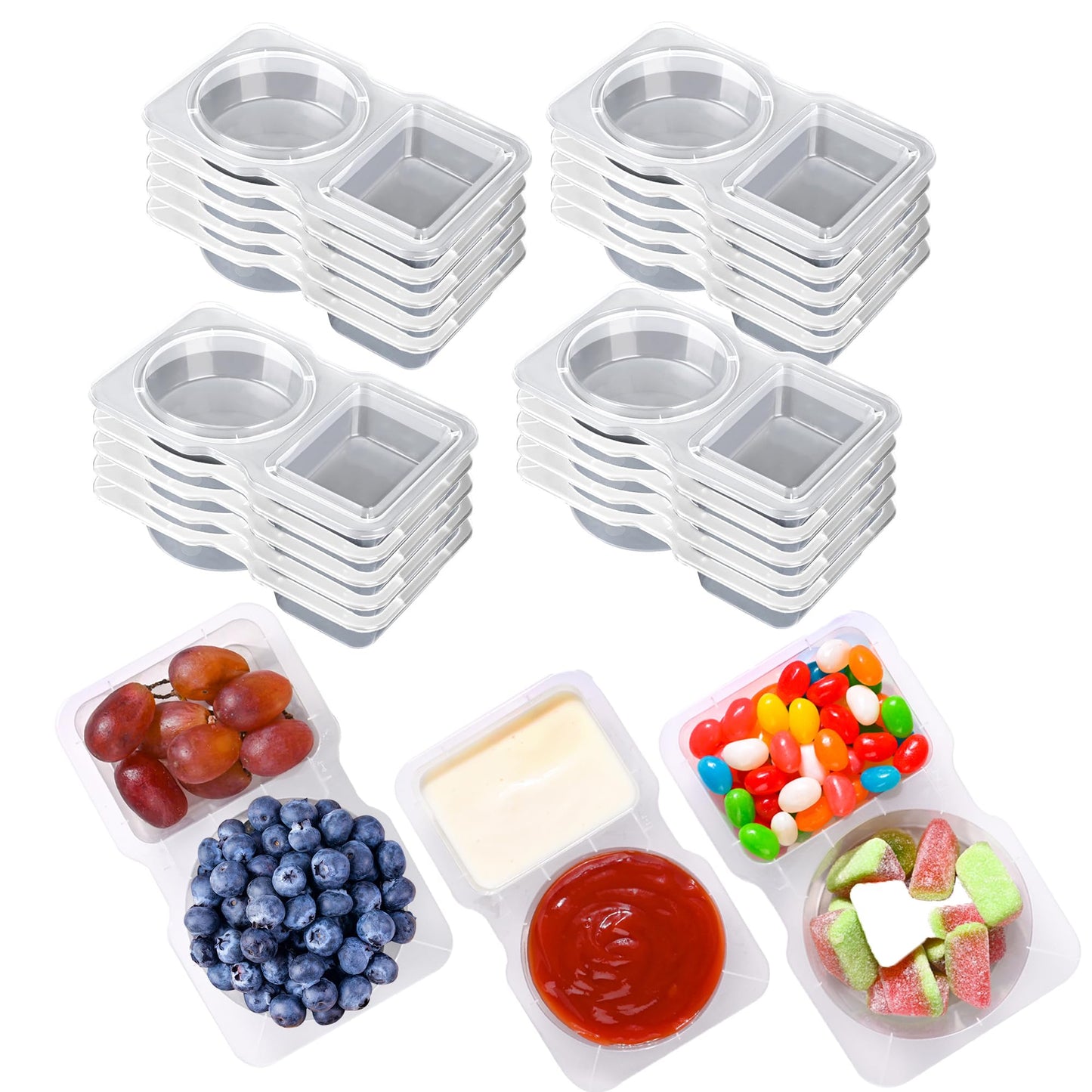 Premium Double-Compartment Snack Containers – 20-Piece Reusable, Leak-Proof & Eco-Luxe Storage Set