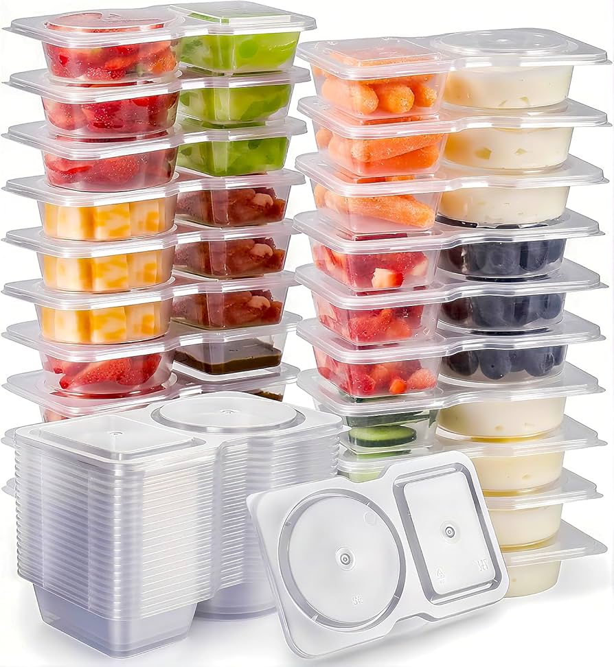 Premium Double-Compartment Snack Containers – 20-Piece Reusable, Leak-Proof & Eco-Luxe Storage Set