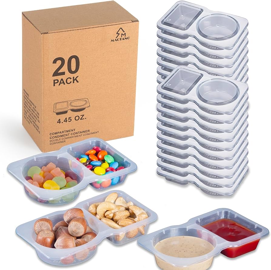 Premium Double-Compartment Snack Containers – 20-Piece Reusable, Leak-Proof & Eco-Luxe Storage Set