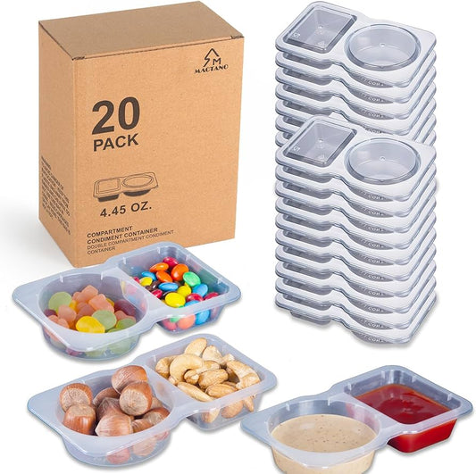 Premium Double-Compartment Snack Containers – 20-Piece Reusable, Leak-Proof & Eco-Luxe Storage Set