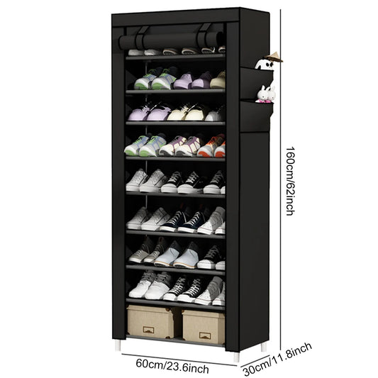 10-Layer Shoe Rack Organizer – Dustproof Shoe Storage for Home & Dorm Use